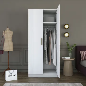 Garderobeskap Wallxpert Dara BA225 (90 x 210 x 57,5 cm) Hvit - Hvit - Oppbevaring - Klesoppbevaring - Garderober & garderobesystem - Garderobeskap & klesskap