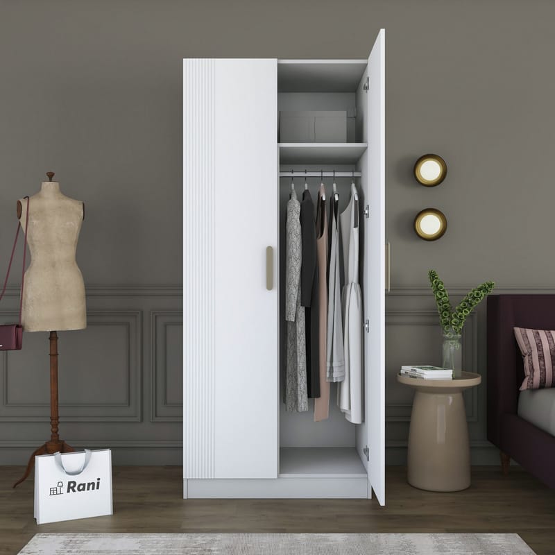 Garderobeskap Wallxpert Dara BA225 (90 x 210 x 57,5 cm) Hvit - Hvit - Oppbevaring - Klesoppbevaring - Garderober & garderobesystem - Garderobeskap & klesskap