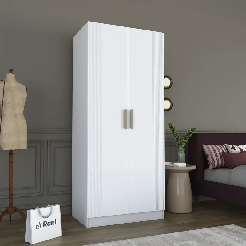 Garderobeskap Wallxpert Dara BA225 (90 x 210 x 57,5 cm) Hvit - Hvit - Oppbevaring - Klesoppbevaring - Garderober & garderobesystem - Garderobeskap & klesskap