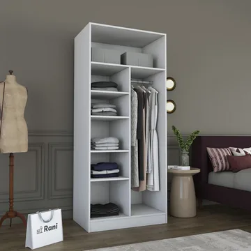 Garderobeskap Wallxpert Dara BA225 (90 x 210 x 57,5 cm) Hvit - Hvit - Oppbevaring - Klesoppbevaring - Garderober & garderobesystem - Garderobeskap & klesskap