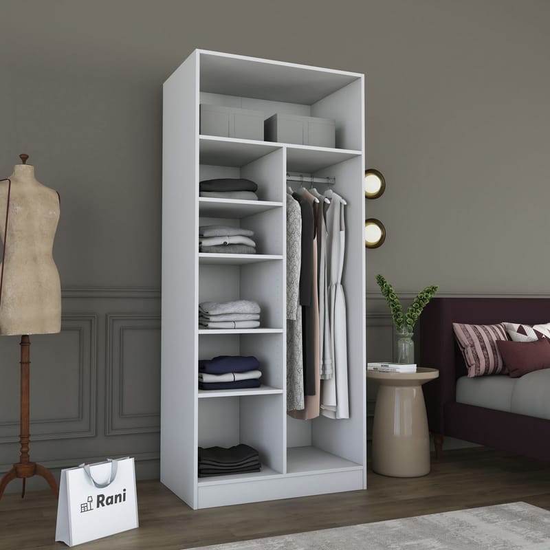 Garderobeskap Wallxpert Dara BA225 (90 x 210 x 57,5 cm) Hvit - Hvit - Oppbevaring - Klesoppbevaring - Garderober & garderobesystem - Garderobeskap & klesskap