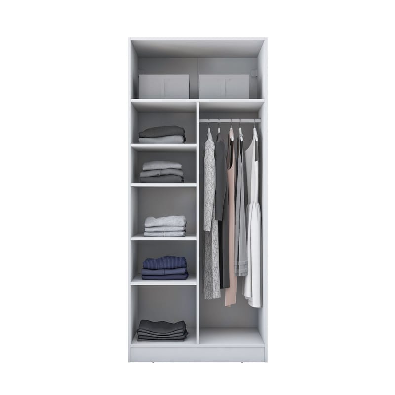 Garderobeskap Wallxpert Dara BA225 (90 x 210 x 57,5 cm) Hvit - Hvit - Oppbevaring - Klesoppbevaring - Garderober & garderobesystem - Garderobeskap & klesskap