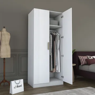 Garderobeskap Wallxpert Dara BA225 (90 x 210 x 57,5 cm) Hvit - Hvit - Oppbevaring - Klesoppbevaring - Garderober & garderobesystem - Garderobeskap & klesskap