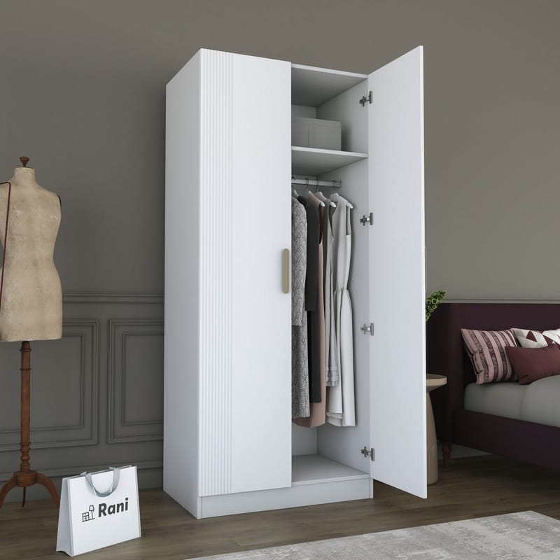 Garderobeskap Wallxpert Dara BA225 (90 x 210 x 57,5 cm) Hvit - Hvit - Oppbevaring - Klesoppbevaring - Garderober & garderobesystem - Garderobeskap & klesskap