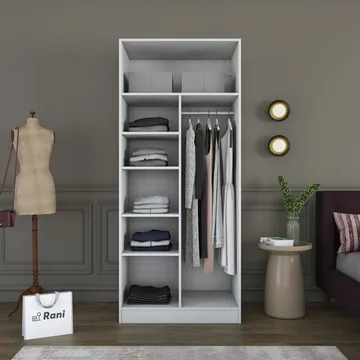 Garderobeskap Wallxpert Dara BA225 (90 x 210 x 57,5 cm) Hvit - Hvit - Oppbevaring - Klesoppbevaring - Garderober & garderobesystem - Garderobeskap & klesskap