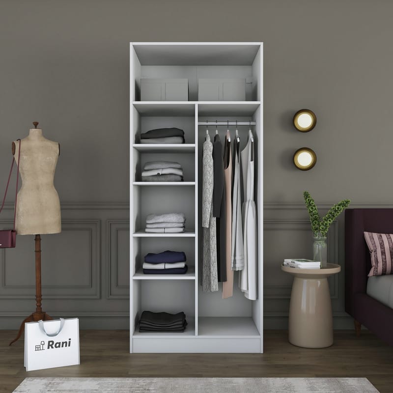 Garderobeskap Wallxpert Dara BA225 (90 x 210 x 57,5 cm) Hvit - Hvit - Oppbevaring - Klesoppbevaring - Garderober & garderobesystem - Garderobeskap & klesskap