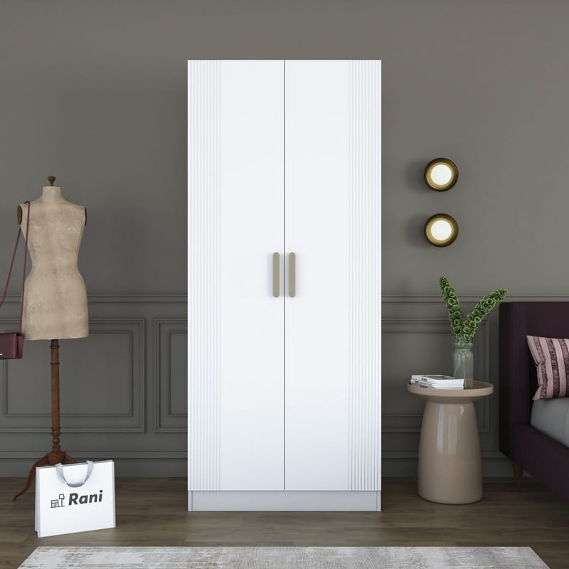 Garderobeskap Wallxpert Dara BA225 (90 x 210 x 57,5 cm) Hvit - Hvit - Oppbevaring - Klesoppbevaring - Garderober & garderobesystem - Garderobeskap & klesskap