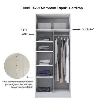 Garderobeskap Wallxpert Dara BA225 (90 x 210 x 57,5 cm) Hvit - Hvit - Oppbevaring - Klesoppbevaring - Garderober & garderobesystem - Garderobeskap & klesskap
