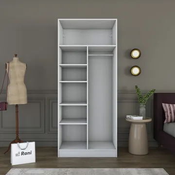 Garderobeskap Wallxpert Dara BA225 (90 x 210 x 57,5 cm) Hvit - Hvit - Oppbevaring - Klesoppbevaring - Garderober & garderobesystem - Garderobeskap & klesskap