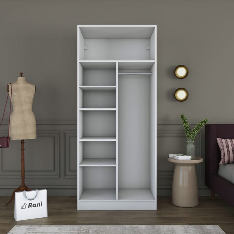 Garderobeskap Wallxpert Dara BA225 (90 x 210 x 57,5 cm) Hvit - Hvit - Oppbevaring - Klesoppbevaring - Garderober & garderobesystem - Garderobeskap & klesskap