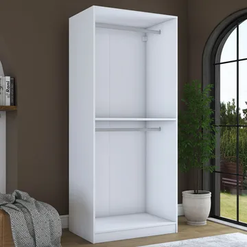 Garderobeskap Wallxpert Dara BA230 (90 x 210 x 57,5 cm) hvit - Hvit - Oppbevaring - Klesoppbevaring - Garderober & garderobesystem - Garderobeskap & klesskap