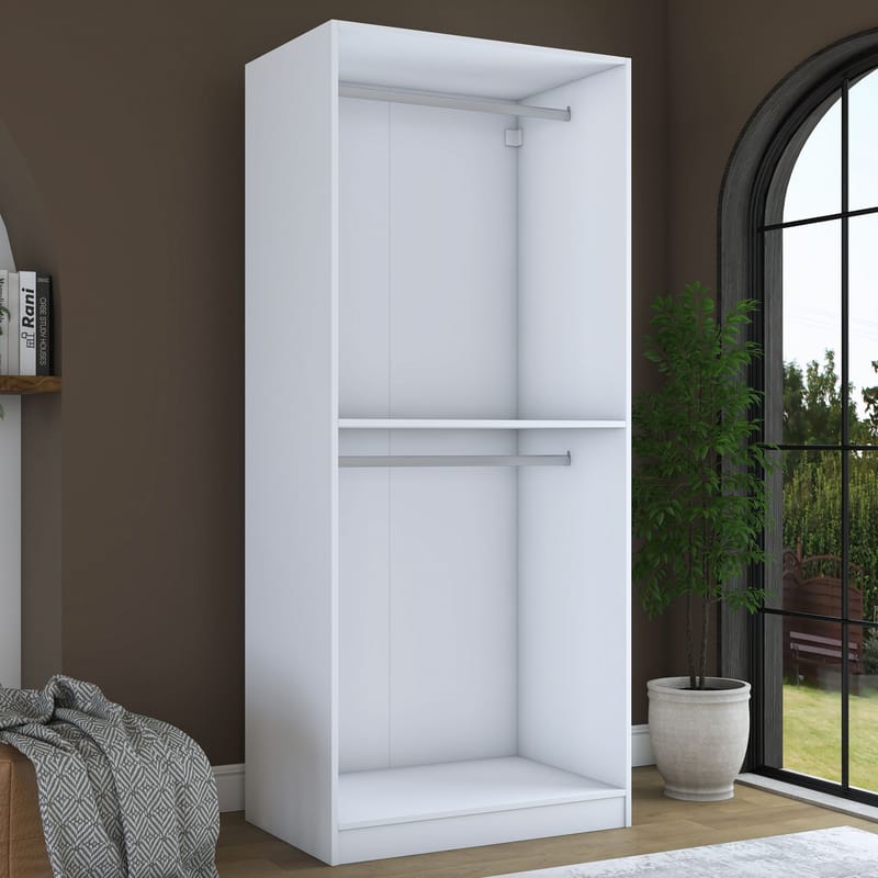 Garderobeskap Wallxpert Dara BA230 (90 x 210 x 57,5 cm) hvit - Hvit - Oppbevaring - Klesoppbevaring - Garderober & garderobesystem - Garderobeskap & klesskap