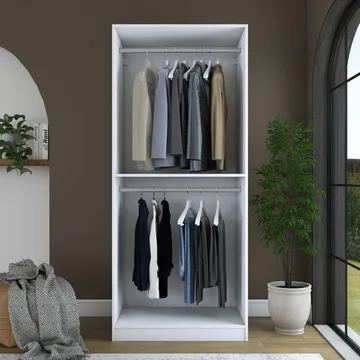 Garderobeskap Wallxpert Dara BA230 (90 x 210 x 57,5 cm) hvit - Hvit - Oppbevaring - Klesoppbevaring - Garderober & garderobesystem - Garderobeskap & klesskap