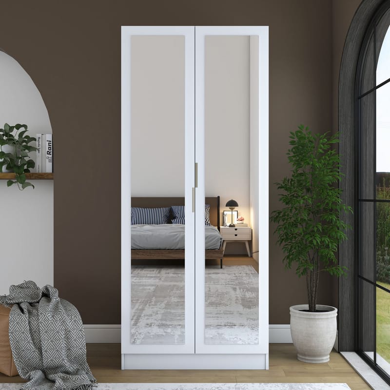 Garderobeskap Wallxpert Dara BA230 (90 x 210 x 57,5 cm) hvit - Hvit - Oppbevaring - Klesoppbevaring - Garderober & garderobesystem - Garderobeskap & klesskap
