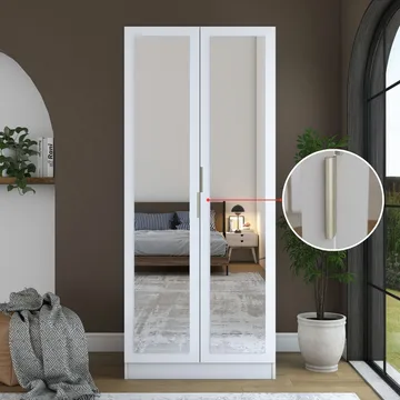 Garderobeskap Wallxpert Dara BA230 (90 x 210 x 57,5 cm) hvit - Hvit - Oppbevaring - Klesoppbevaring - Garderober & garderobesystem - Garderobeskap & klesskap