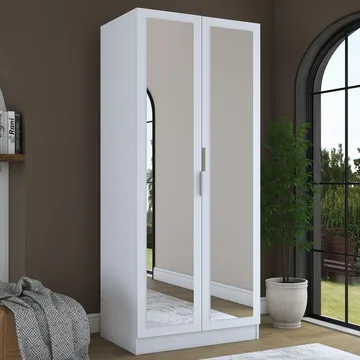 Garderobeskap Wallxpert Dara BA230 (90 x 210 x 57,5 cm) hvit - Hvit - Oppbevaring - Klesoppbevaring - Garderober & garderobesystem - Garderobeskap & klesskap