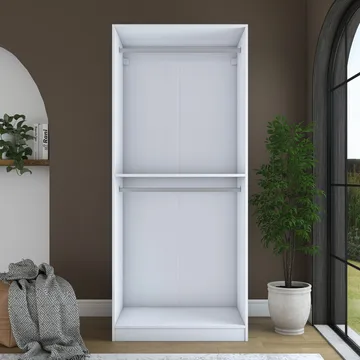 Garderobeskap Wallxpert Dara BA230 (90 x 210 x 57,5 cm) hvit - Hvit - Oppbevaring - Klesoppbevaring - Garderober & garderobesystem - Garderobeskap & klesskap
