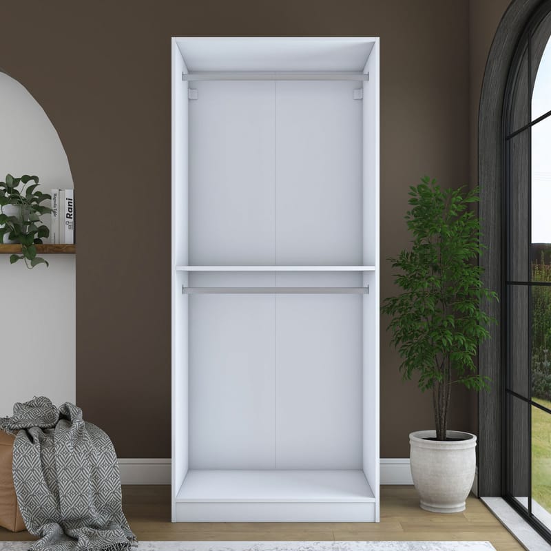 Garderobeskap Wallxpert Dara BA230 (90 x 210 x 57,5 cm) hvit - Hvit - Oppbevaring - Klesoppbevaring - Garderober & garderobesystem - Garderobeskap & klesskap