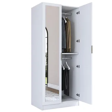 Garderobeskap Wallxpert Dara BA230 (90 x 210 x 57,5 cm) hvit - Hvit - Oppbevaring - Klesoppbevaring - Garderober & garderobesystem - Garderobeskap & klesskap