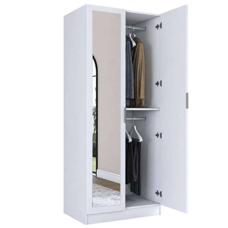 Garderobeskap Wallxpert Dara BA230 (90 x 210 x 57,5 cm) hvit - Hvit - Oppbevaring - Klesoppbevaring - Garderober & garderobesystem - Garderobeskap & klesskap
