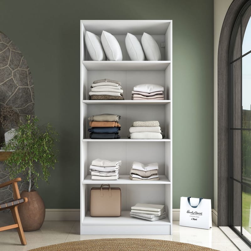 Garderobeskap Wallxpert Dara BA231 (90 x 210 x 57,5 cm) Hvit - Hvit - Oppbevaring - Klesoppbevaring - Garderober & garderobesystem - Garderobeskap & klesskap