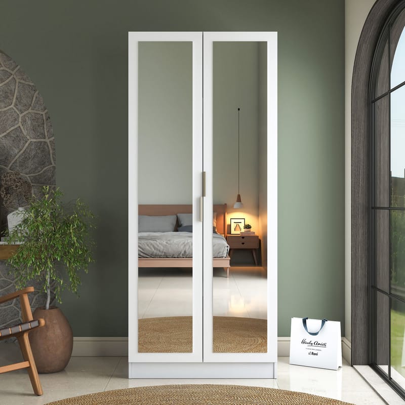 Garderobeskap Wallxpert Dara BA231 (90 x 210 x 57,5 cm) Hvit - Hvit - Oppbevaring - Klesoppbevaring - Garderober & garderobesystem - Garderobeskap & klesskap