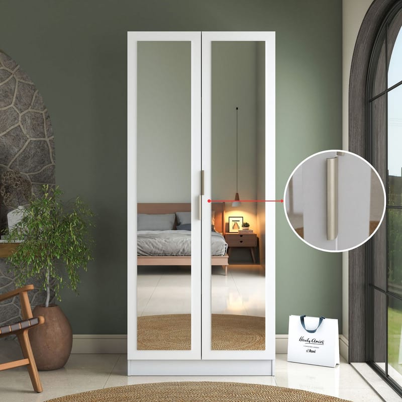Garderobeskap Wallxpert Dara BA231 (90 x 210 x 57,5 cm) Hvit - Hvit - Oppbevaring - Klesoppbevaring - Garderober & garderobesystem - Garderobeskap & klesskap
