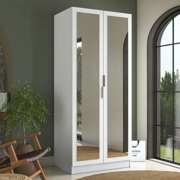 Garderobeskap Wallxpert Dara BA231 (90 x 210 x 57,5 cm) Hvit - Hvit - Oppbevaring - Klesoppbevaring - Garderober & garderobesystem - Garderobeskap & klesskap