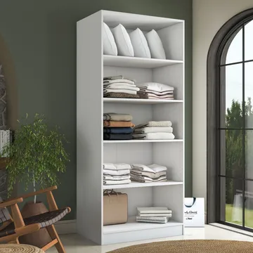 Garderobeskap Wallxpert Dara BA231 (90 x 210 x 57,5 cm) Hvit - Hvit - Oppbevaring - Klesoppbevaring - Garderober & garderobesystem - Garderobeskap & klesskap