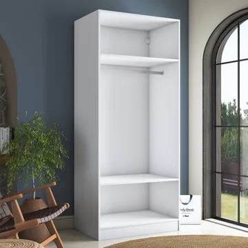 Garderobeskap Wallxpert Dara BA232 (90 x 210 x 57,5 cm) hvit - Hvit - Oppbevaring - Klesoppbevaring - Garderober & garderobesystem - Garderobeskap & klesskap