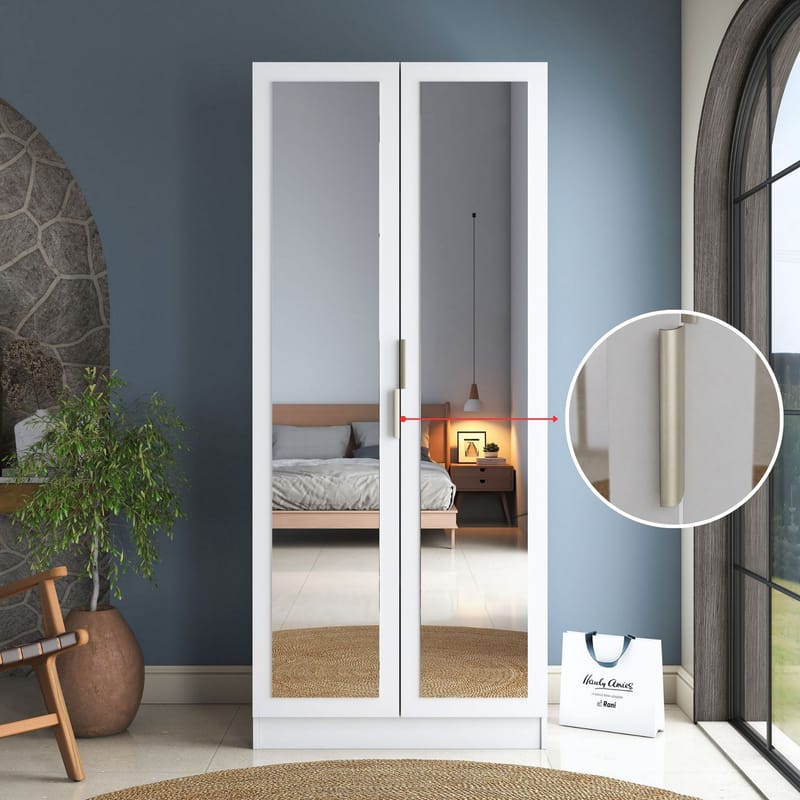 Garderobeskap Wallxpert Dara BA232 (90 x 210 x 57,5 cm) hvit - Hvit - Oppbevaring - Klesoppbevaring - Garderober & garderobesystem - Garderobeskap & klesskap