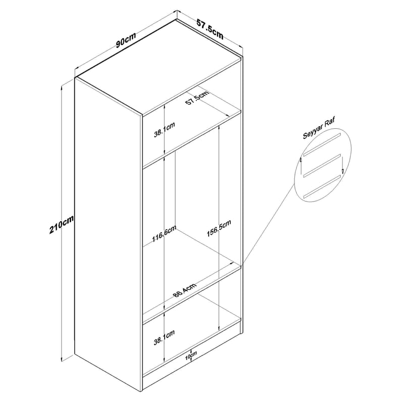 Garderobeskap Wallxpert Dara BA232 (90 x 210 x 57,5 cm) hvit - Hvit - Oppbevaring - Klesoppbevaring - Garderober & garderobesystem - Garderobeskap & klesskap