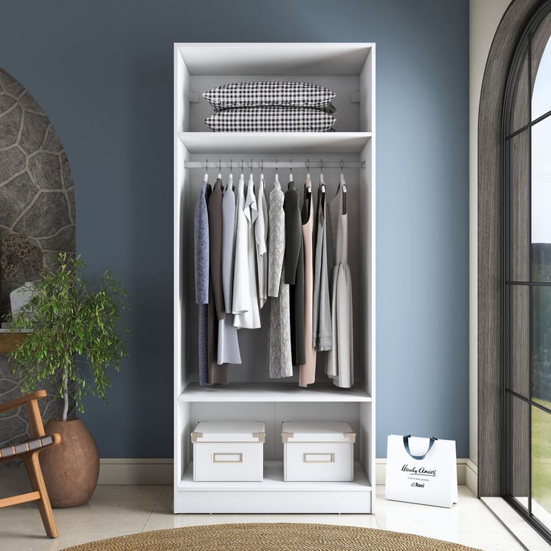 Garderobeskap Wallxpert Dara BA232 (90 x 210 x 57,5 cm) hvit - Hvit - Oppbevaring - Klesoppbevaring - Garderober & garderobesystem - Garderobeskap & klesskap