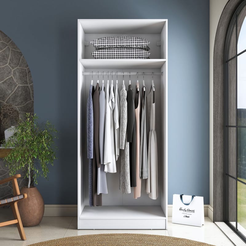 Garderobeskap Wallxpert Dara BA232 (90 x 210 x 57,5 cm) hvit - Hvit - Oppbevaring - Klesoppbevaring - Garderober & garderobesystem - Garderobeskap & klesskap