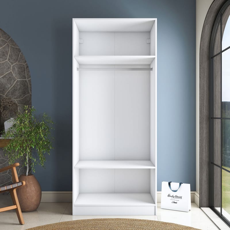 Garderobeskap Wallxpert Dara BA232 (90 x 210 x 57,5 cm) hvit - Hvit - Oppbevaring - Klesoppbevaring - Garderober & garderobesystem - Garderobeskap & klesskap