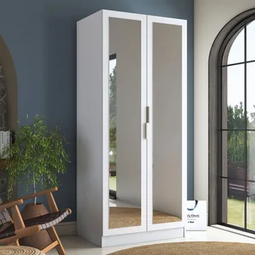 Garderobeskap Wallxpert Dara BA232 (90 x 210 x 57,5 cm) hvit - Hvit - Oppbevaring - Klesoppbevaring - Garderober & garderobesystem - Garderobeskap & klesskap