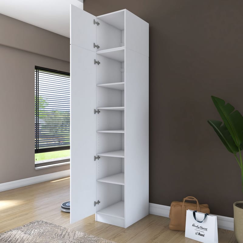 Garderobeskap Wallxpert Eska (45 x 255 x 57,5 cm) Hvit - Hvit - Oppbevaring - Klesoppbevaring - Garderober & garderobesystem - Garderobeskap & klesskap