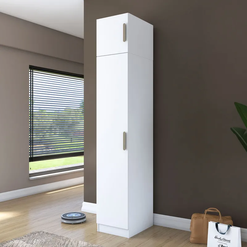 Garderobeskap Wallxpert Eska (45 x 255 x 57,5 cm) Hvit - Hvit - Oppbevaring - Klesoppbevaring - Garderober & garderobesystem - Garderobeskap & klesskap