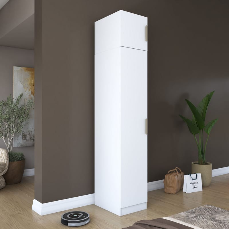 Garderobeskap Wallxpert Eska (45 x 255 x 57,5 cm) Hvit - Hvit - Oppbevaring - Klesoppbevaring - Garderober & garderobesystem - Garderobeskap & klesskap