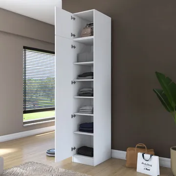 Garderobeskap Wallxpert Eska (45 x 255 x 57,5 cm) Hvit - Hvit - Oppbevaring - Klesoppbevaring - Garderober & garderobesystem - Garderobeskap & klesskap