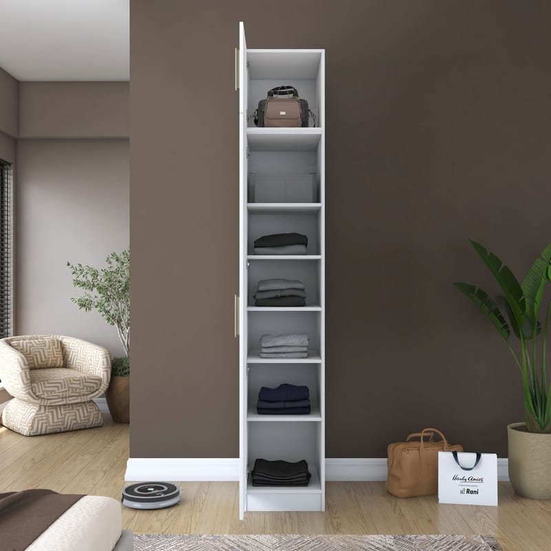 Garderobeskap Wallxpert Eska (45 x 255 x 57,5 cm) Hvit - Hvit - Oppbevaring - Klesoppbevaring - Garderober & garderobesystem - Garderobeskap & klesskap
