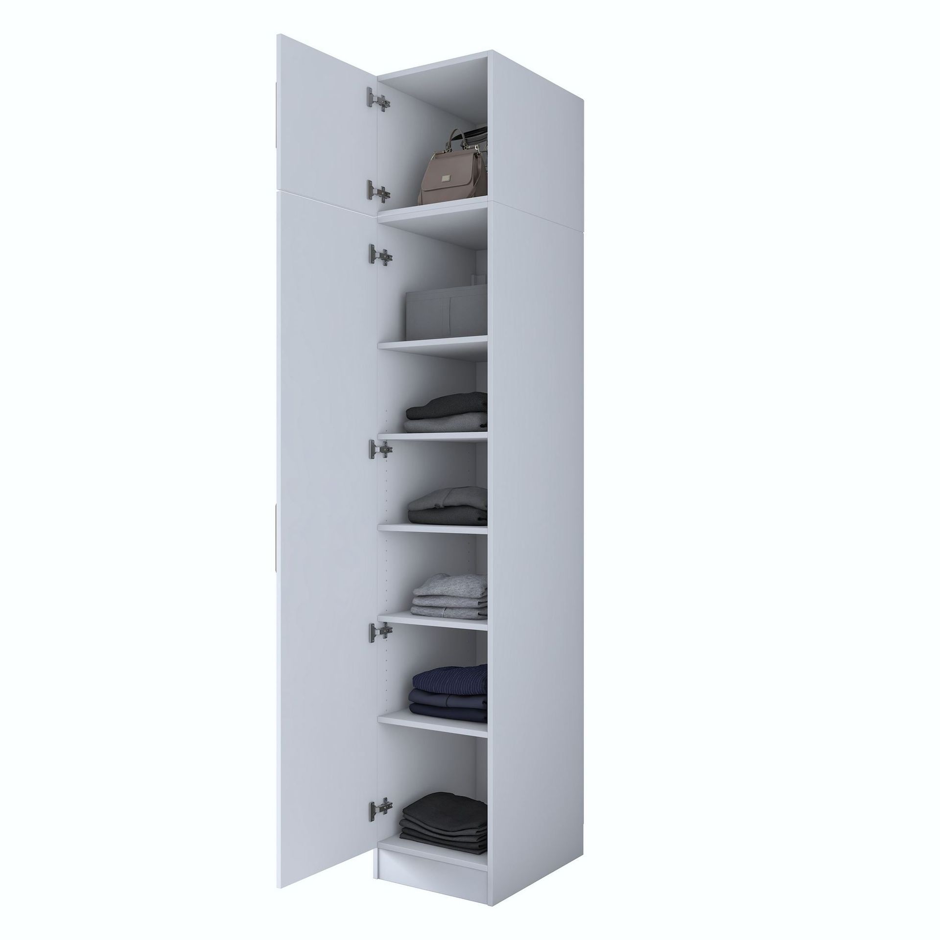 Garderobeskap Wallxpert Eska (45 x 255 x 57,5 cm) Hvit - Hvit