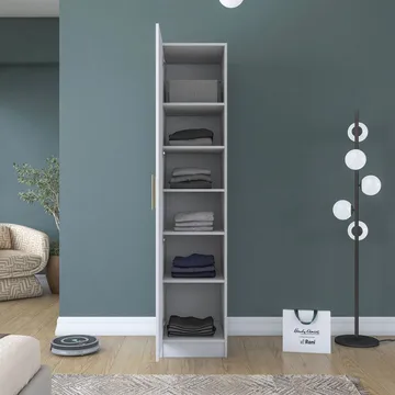 Garderobeskap Wallxpert Fenn (45 x 210 x 45 cm) Hvit - Hvit - Oppbevaring - Klesoppbevaring - Garderober & garderobesystem - Garderobeskap & klesskap