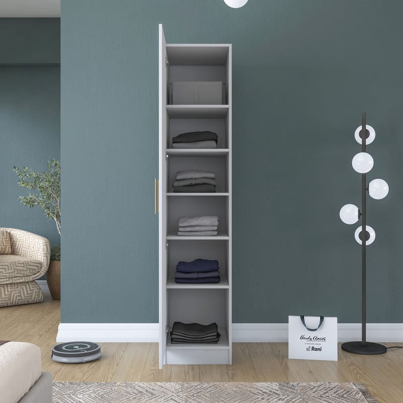 Garderobeskap Wallxpert Fenn (45 x 210 x 45 cm) Hvit - Hvit - Oppbevaring - Klesoppbevaring - Garderober & garderobesystem - Garderobeskap & klesskap