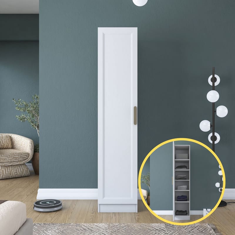 Garderobeskap Wallxpert Fenn (45 x 210 x 45 cm) Hvit - Hvit - Oppbevaring - Klesoppbevaring - Garderober & garderobesystem - Garderobeskap & klesskap