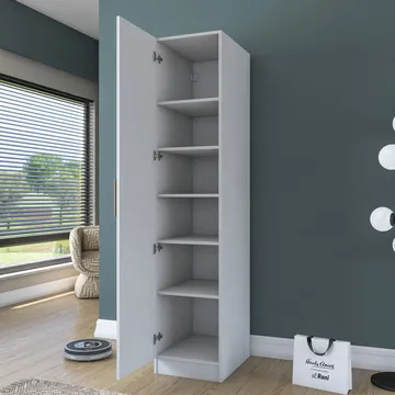 Garderobeskap Wallxpert Fenn (45 x 210 x 45 cm) Hvit - Hvit - Oppbevaring - Klesoppbevaring - Garderober & garderobesystem - Garderobeskap & klesskap