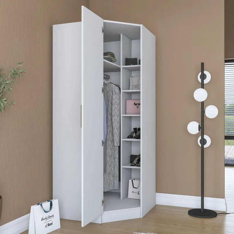 Garderobeskap Wallxpert Gala Shelf (91 x 210 x 57,5 cm) hvit - Hvit - Oppbevaring - Klesoppbevaring - Garderober & garderobesystem - Hjørnegarderobe