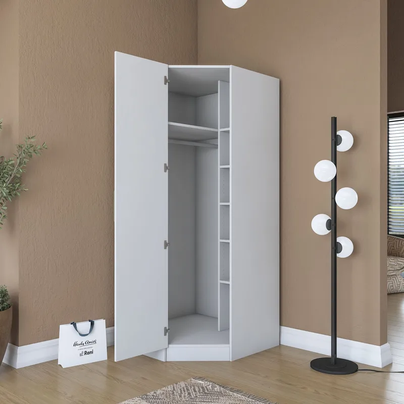 Garderobeskap Wallxpert Gala Shelf (91 x 210 x 57,5 cm) hvit - Hvit - Oppbevaring - Klesoppbevaring - Garderober & garderobesystem - Hjørnegarderobe
