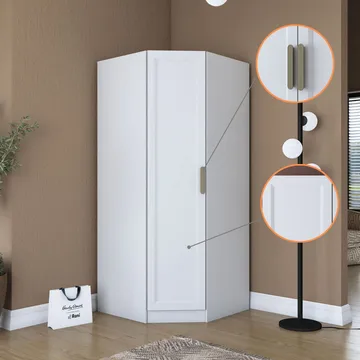 Garderobeskap Wallxpert Gala Shelf (91 x 210 x 57,5 cm) hvit - Hvit - Oppbevaring - Klesoppbevaring - Garderober & garderobesystem - Hjørnegarderobe