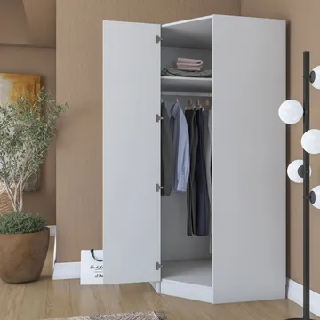Garderobeskap Wallxpert Gala Shelf (91 x 210 x 57,5 cm) hvit - Hvit - Oppbevaring - Klesoppbevaring - Garderober & garderobesystem - Hjørnegarderobe